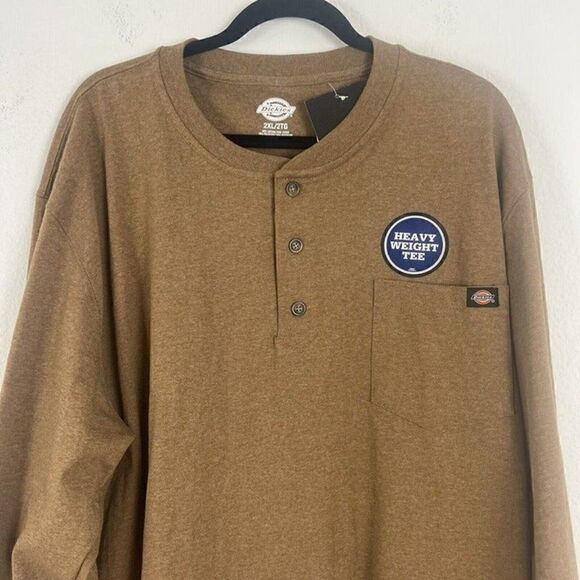 Dickies Heavyweight Long Sleeve Henley Tee Men’s size 2XL Brown Duck Heather NWT - Picture 3 of 11